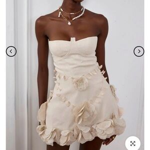 Eleanora corset flower off shoulder mini dress